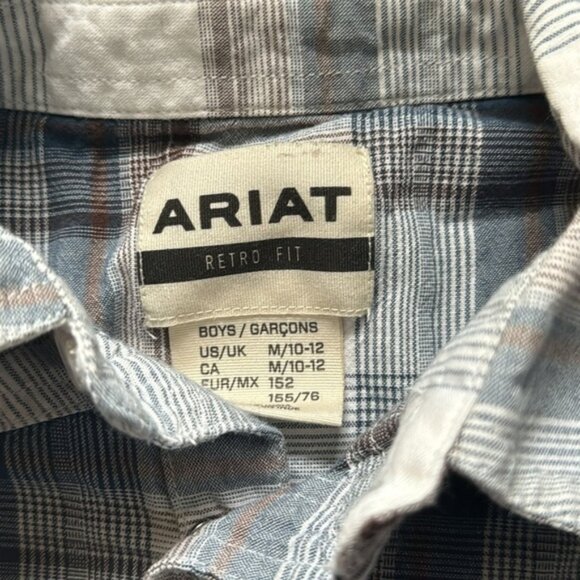 Ariat M 10-12 Gray White Plaid Retro Fit Lazy U Ranch - Picture 2 of 11